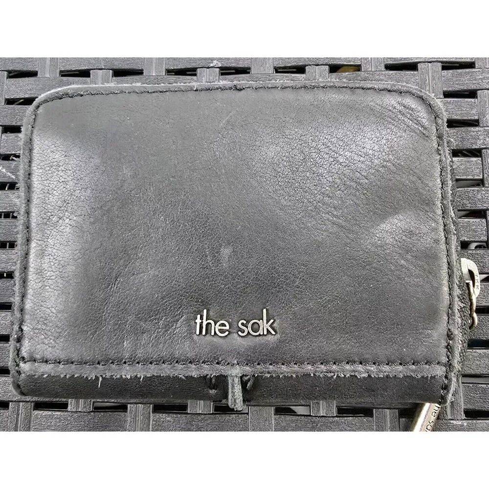 the Sak Women's Wallet Card Change Zip Black Leather Hobo‎ Western 90s